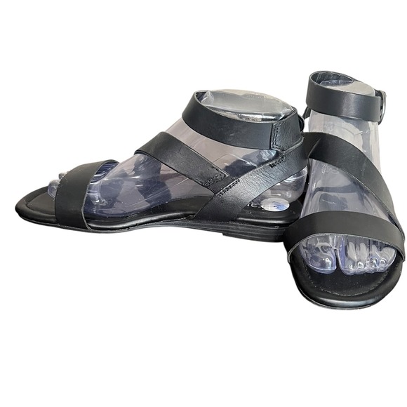 Franco Sarto Black Leather Gladiator Ankle Strap Sandals Women's Size 7.5 - Picture 1 of 7